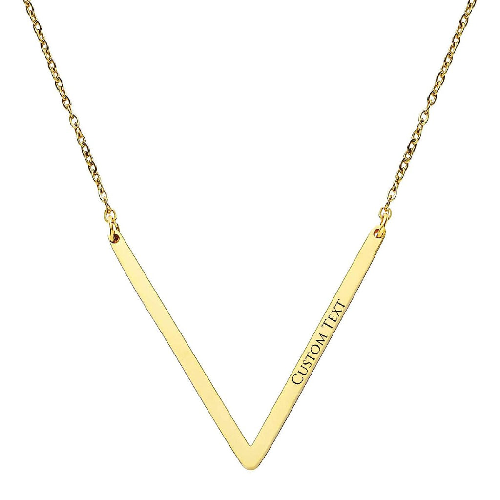 Sideways Alphabet Initial Large All Letter Personalised Customized Engraved Gold Stainless Steel Pendant Necklace