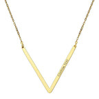 Sideways Alphabet Initial Large All Letter Personalised Customized Engraved Gold Stainless Steel Pendant Necklace