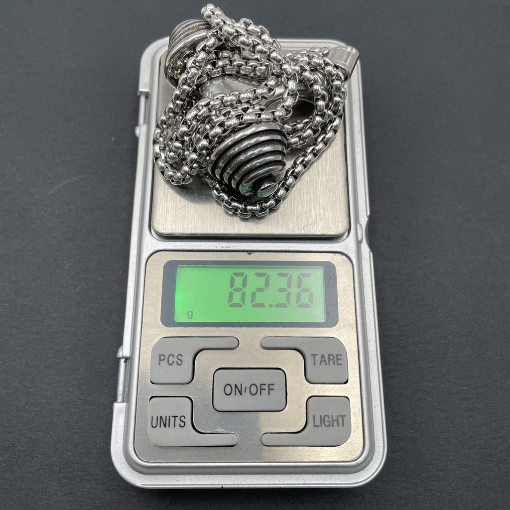 Silver Stainless Steel Dumbbell Barbell Weight Lifting Pendant Chain