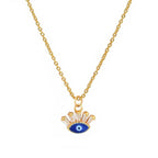 Turkish Evil Eye Blue Enamel Necklace Pendant Chain Bulk