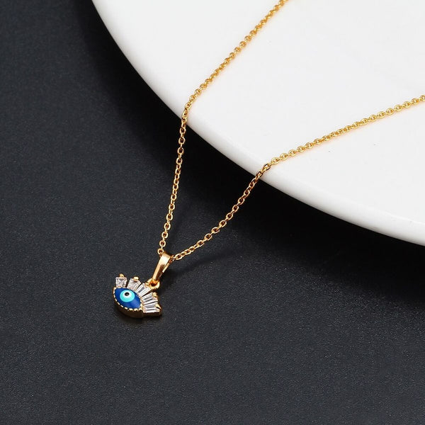 Turkish Evil Eye Blue Enamel Necklace Pendant Chain Bulk Main image