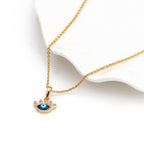 Turkish Evil Eye Blue Enamel Necklace Pendant Chain Bulk