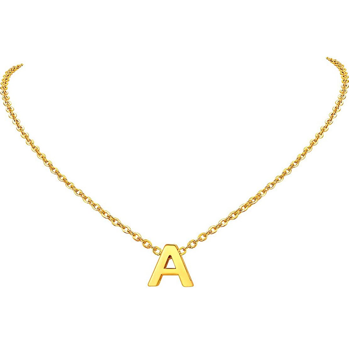 Initial Alphabet Gold Letter A Necklace Pendant Chain Bulk