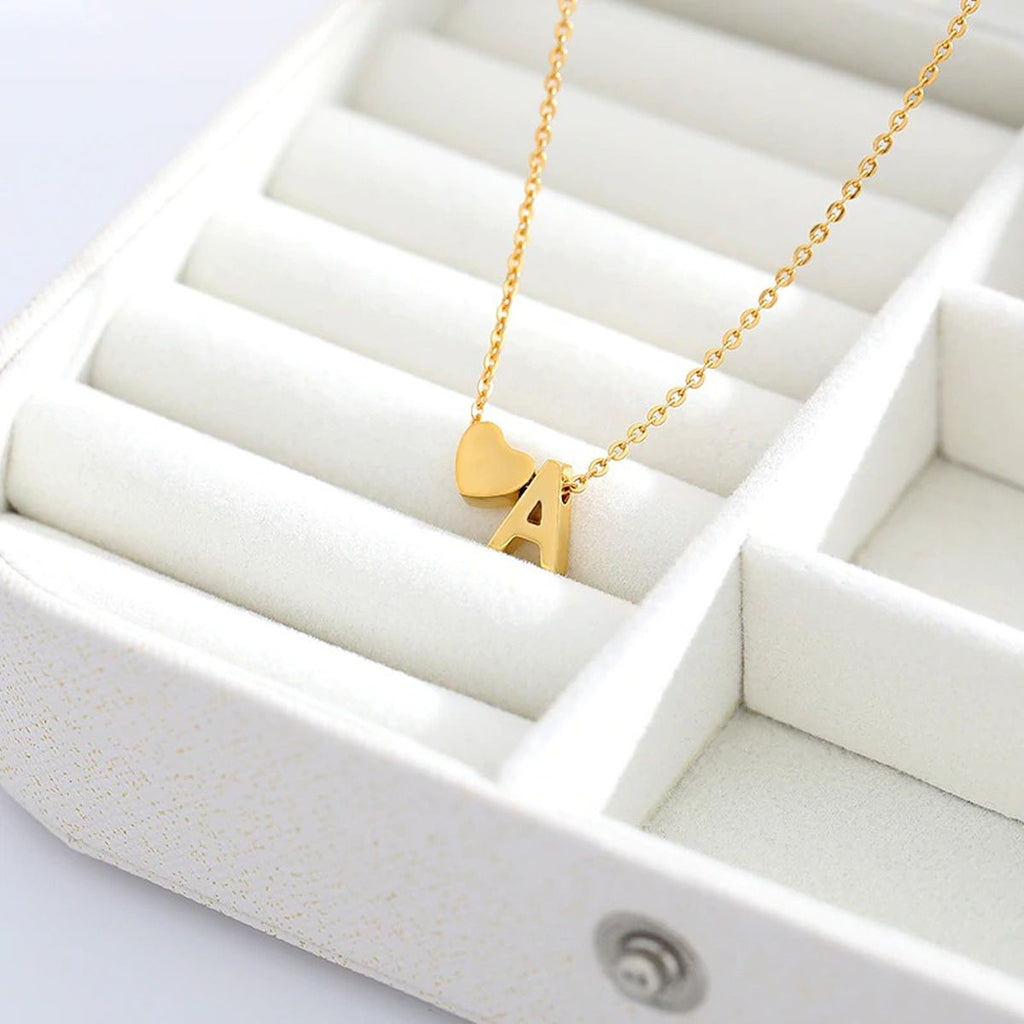 Initial Alphabet Gold Heart Letter A Necklace Pendant Chain Bulk