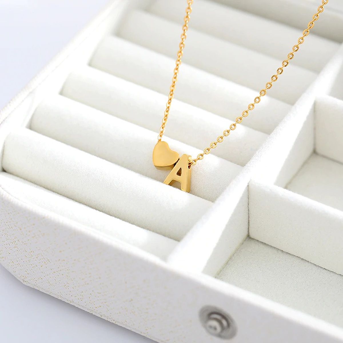 Initial Alphabet Gold Heart Letter A Necklace Pendant Chain Bulk