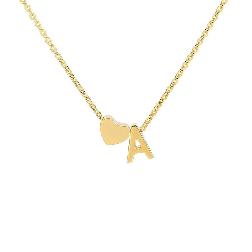 Initial Alphabet Gold Heart Letter A Necklace Pendant Chain Bulk