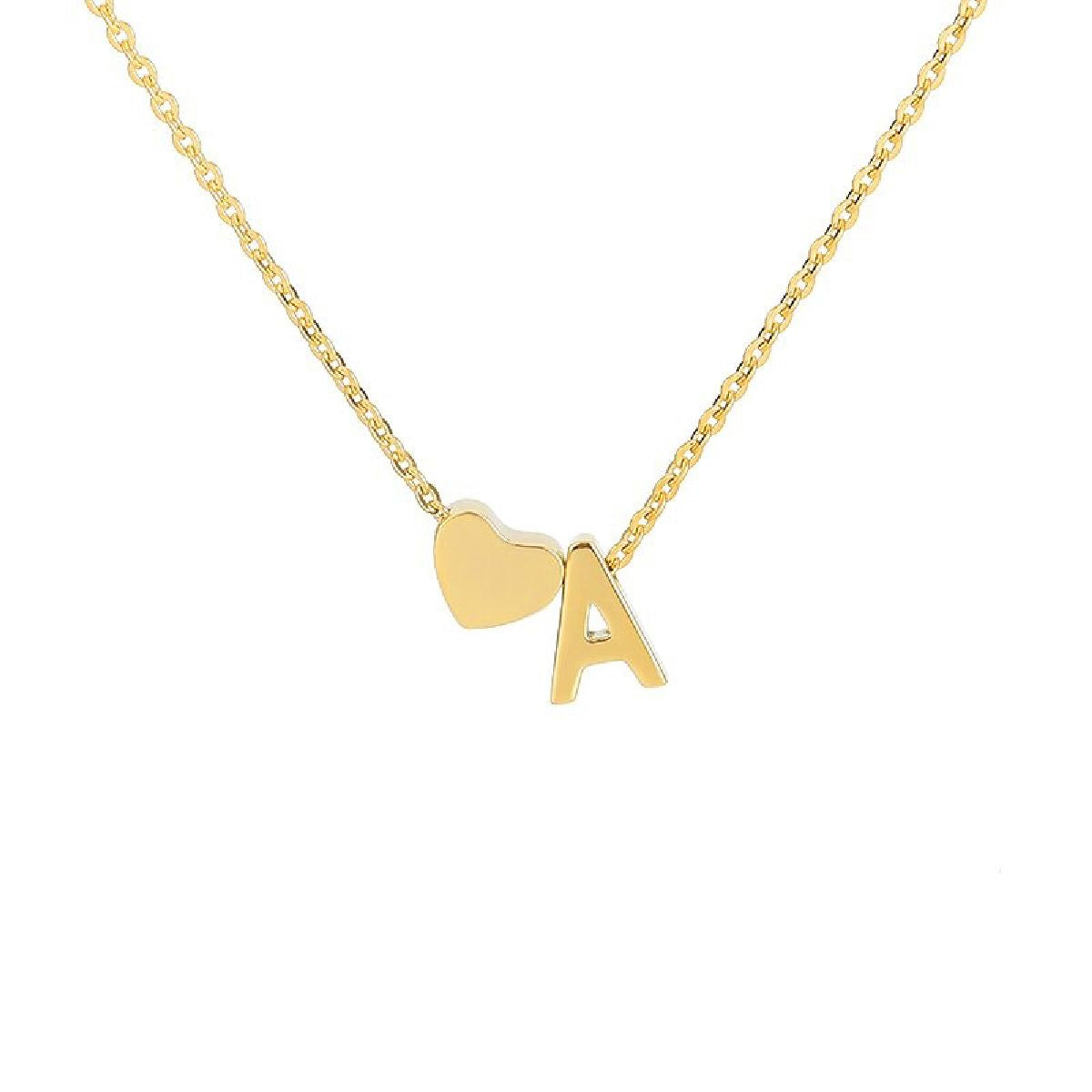 Initial Alphabet Gold Heart Letter A Necklace Pendant Chain Bulk