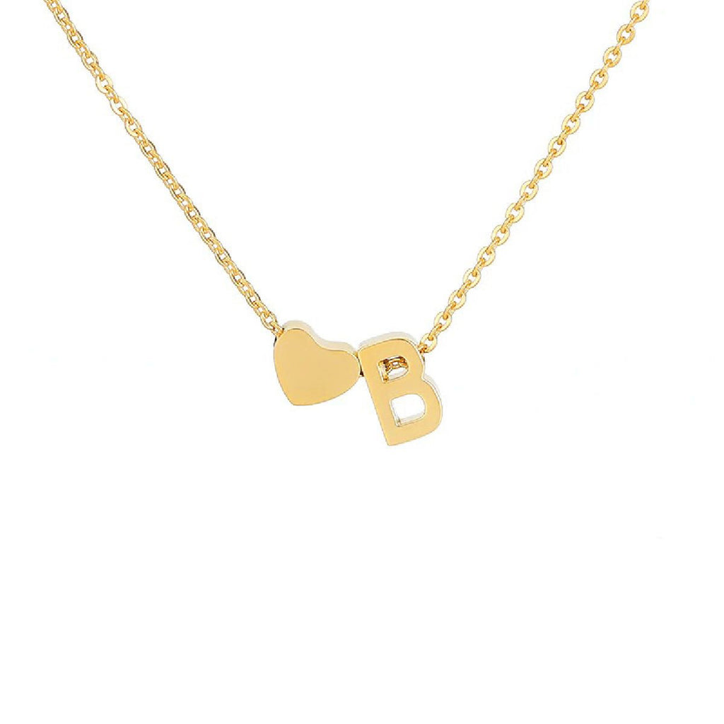 Initial Alphabet Gold Heart Letter A Necklace Pendant Chain Bulk