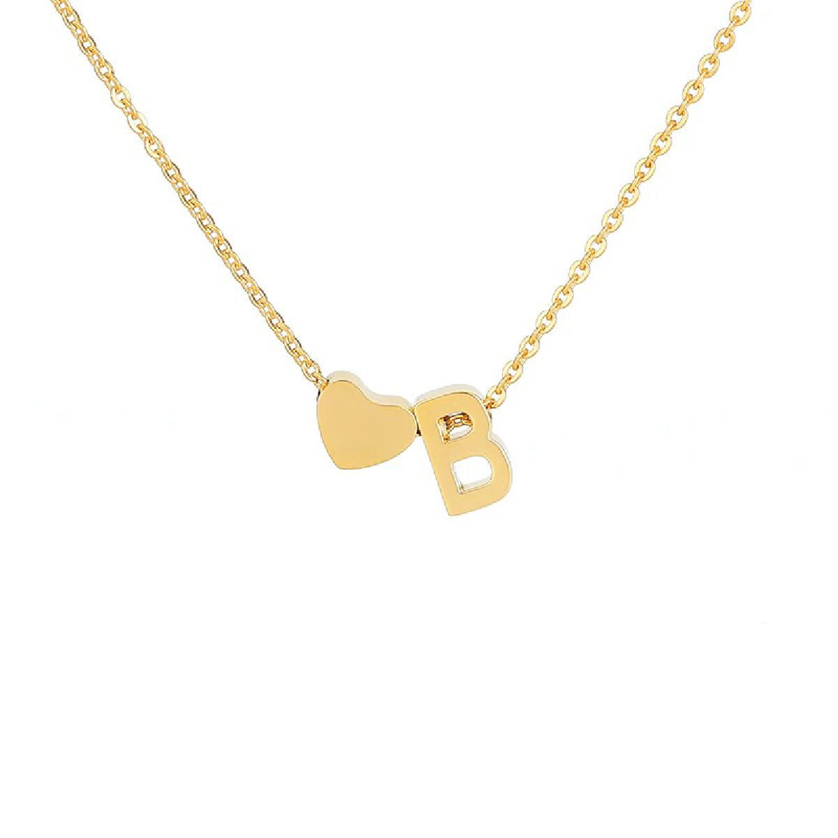 Initial Alphabet Gold Heart Letter A Necklace Pendant Chain Bulk