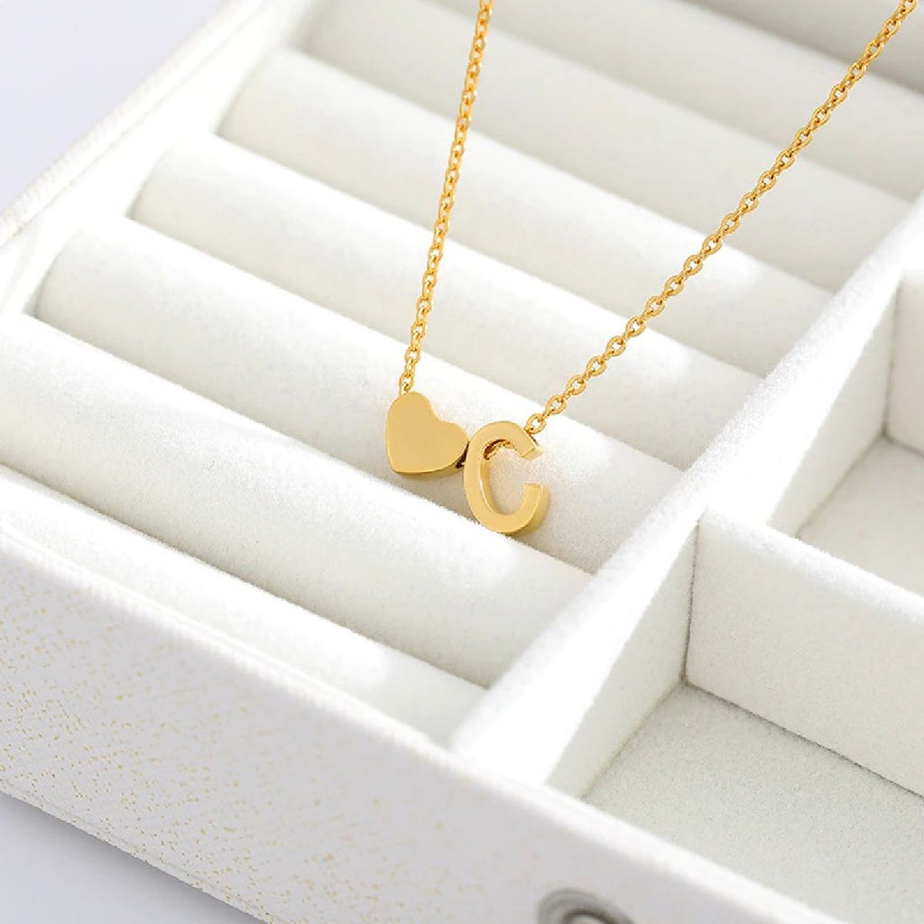 Initial Alphabet Gold Heart Letter A Necklace Pendant Chain Bulk