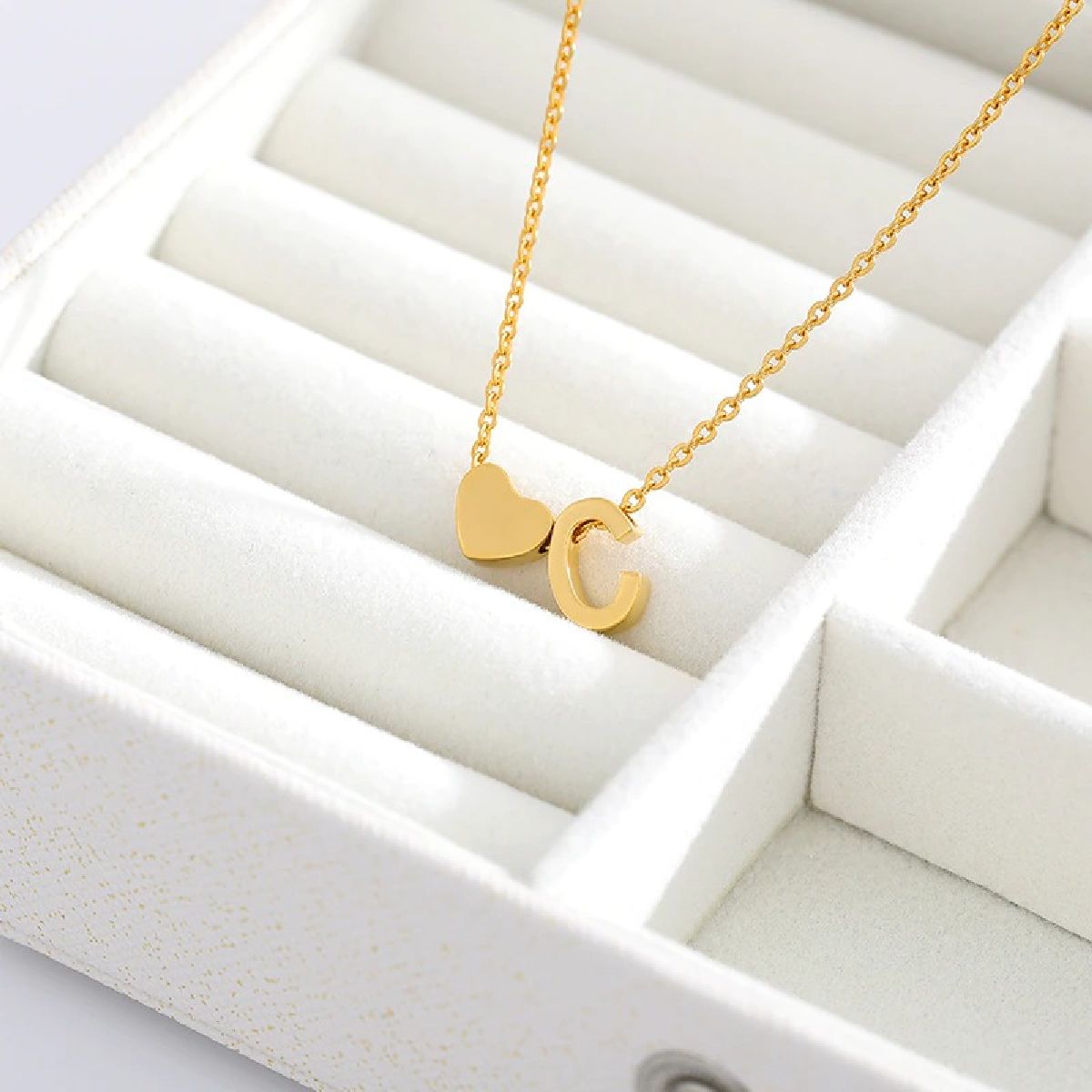 Initial Alphabet Gold Heart Letter A Necklace Pendant Chain Bulk