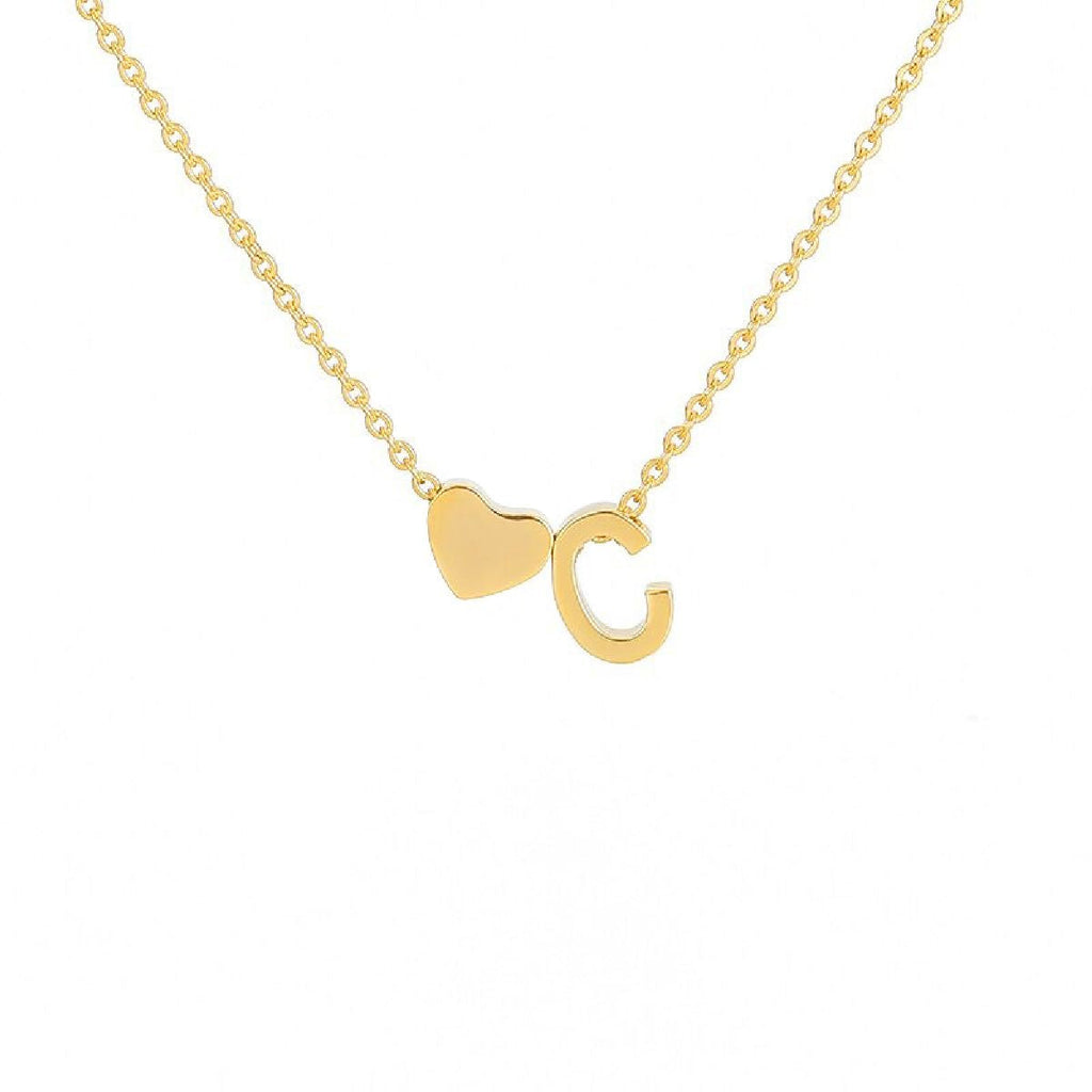 Initial Alphabet Gold Heart Letter A Necklace Pendant Chain Bulk