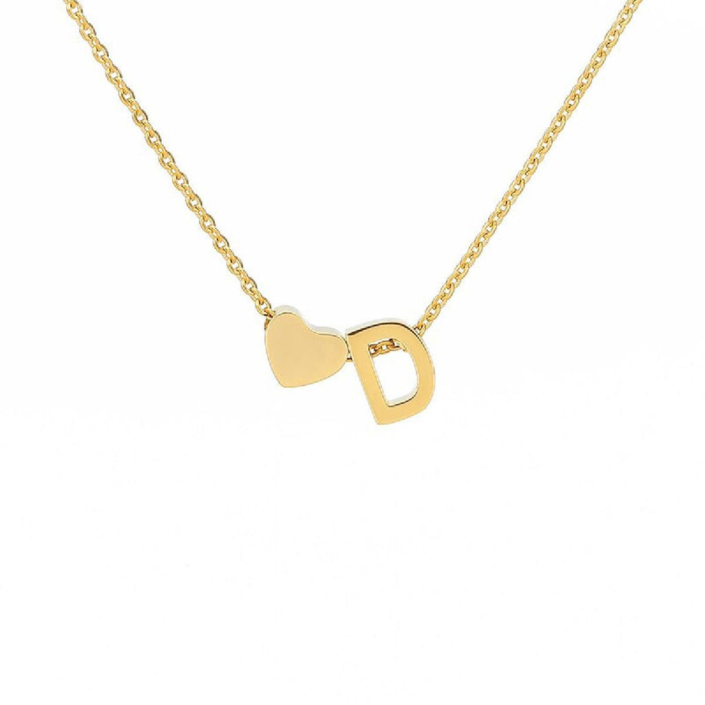 Initial Alphabet Gold Heart Letter A Necklace Pendant Chain Bulk