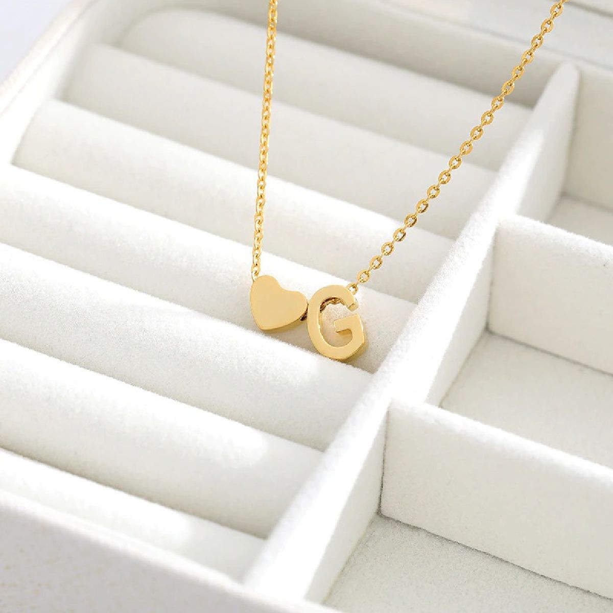 Initial Alphabet Gold Heart Letter A Necklace Pendant Chain Bulk