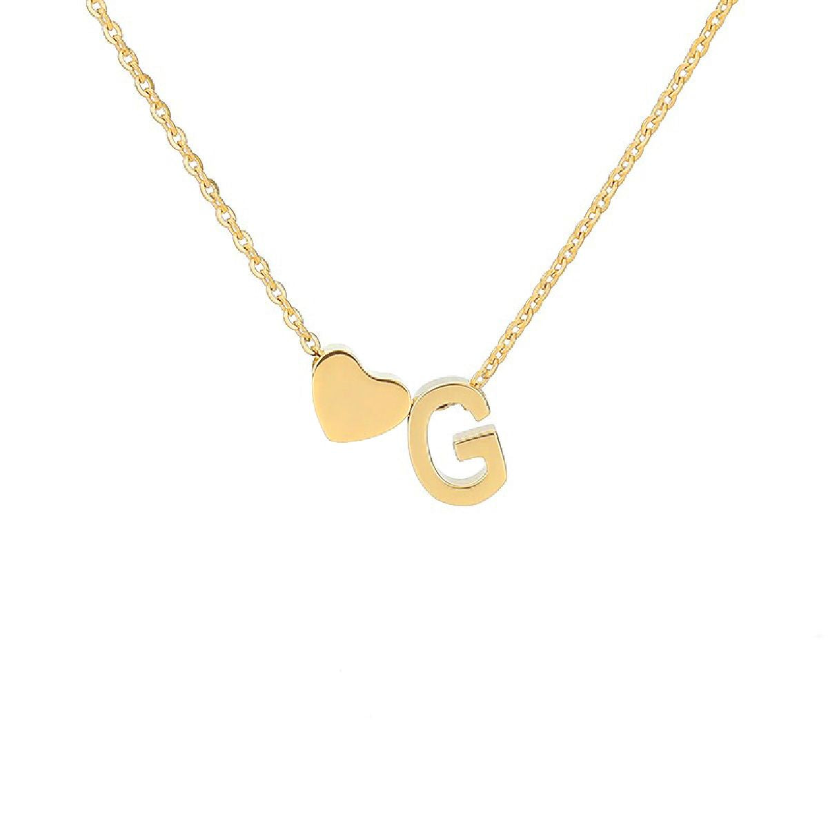 Initial Alphabet Gold Heart Letter A Necklace Pendant Chain Bulk