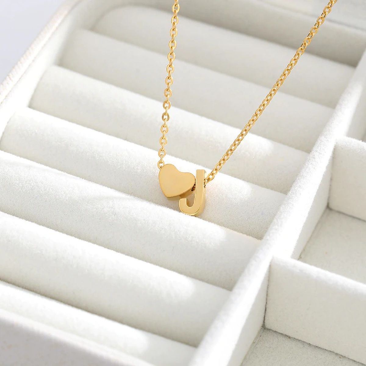 Initial Alphabet Gold Heart Letter A Necklace Pendant Chain Bulk