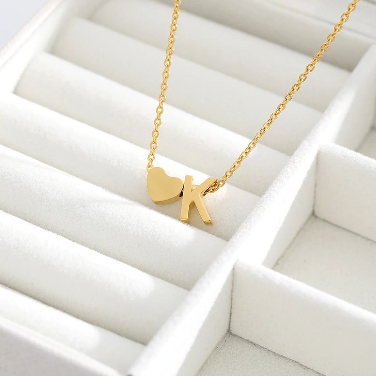 Initial Alphabet Gold Heart Letter A Necklace Pendant Chain Bulk