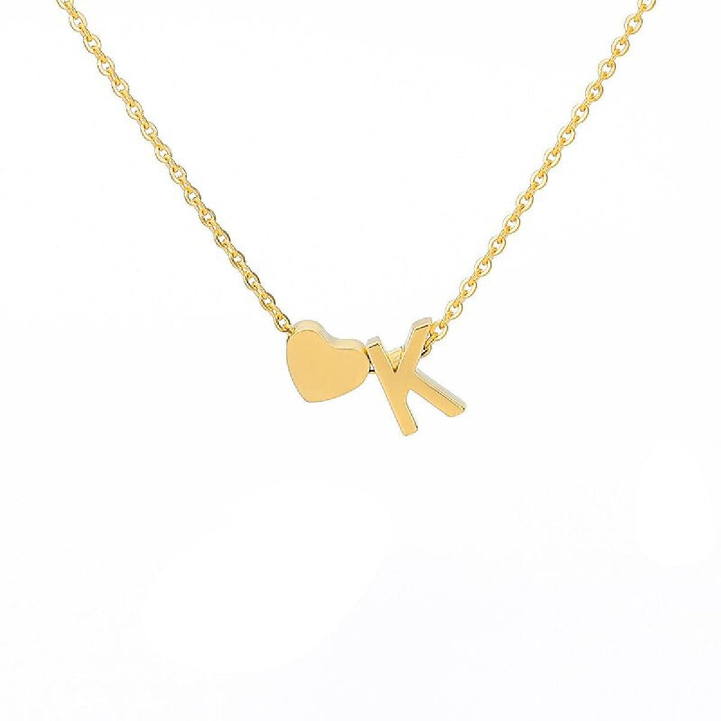 Initial Alphabet Gold Heart Letter A Necklace Pendant Chain Bulk