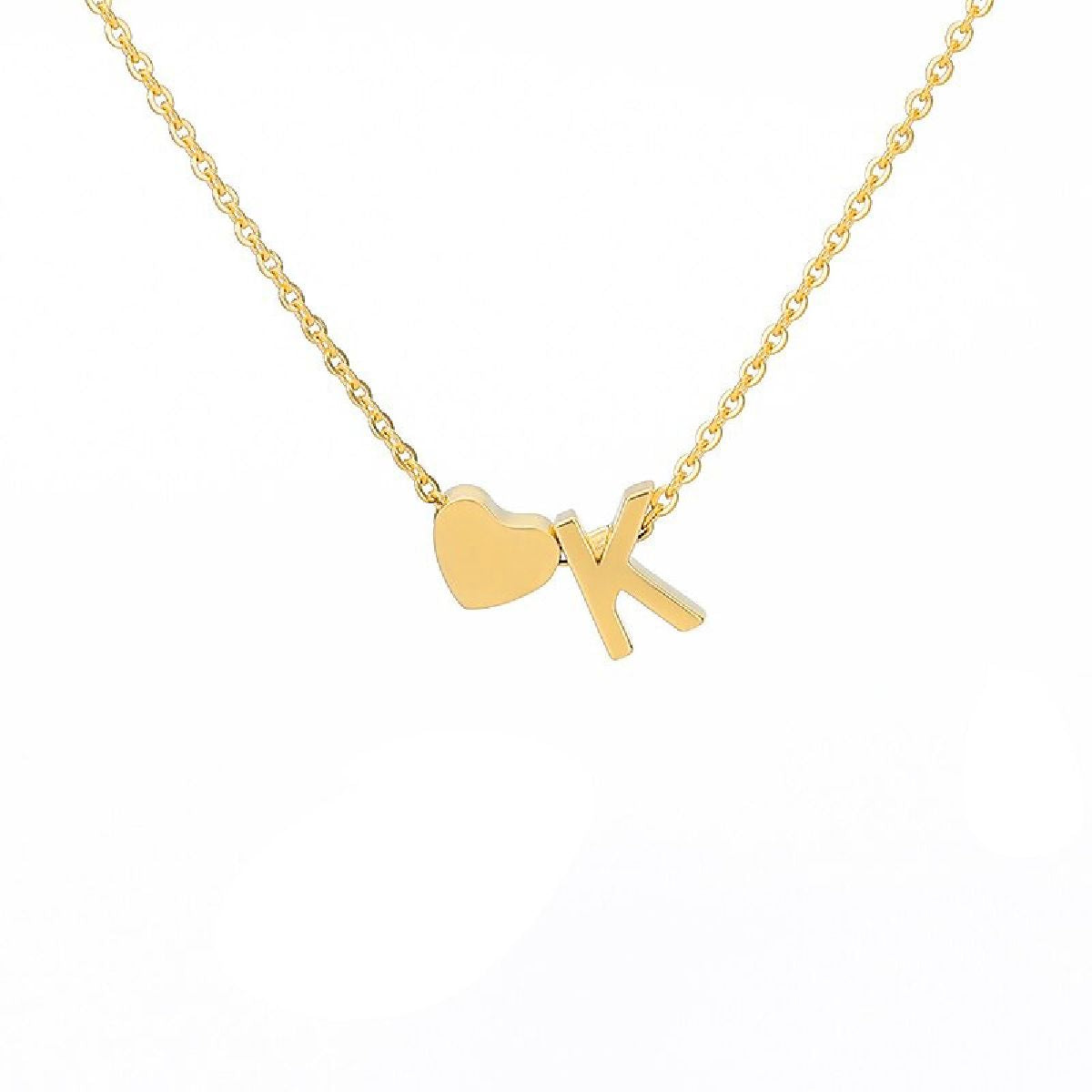 Initial Alphabet Gold Heart Letter A Necklace Pendant Chain Bulk