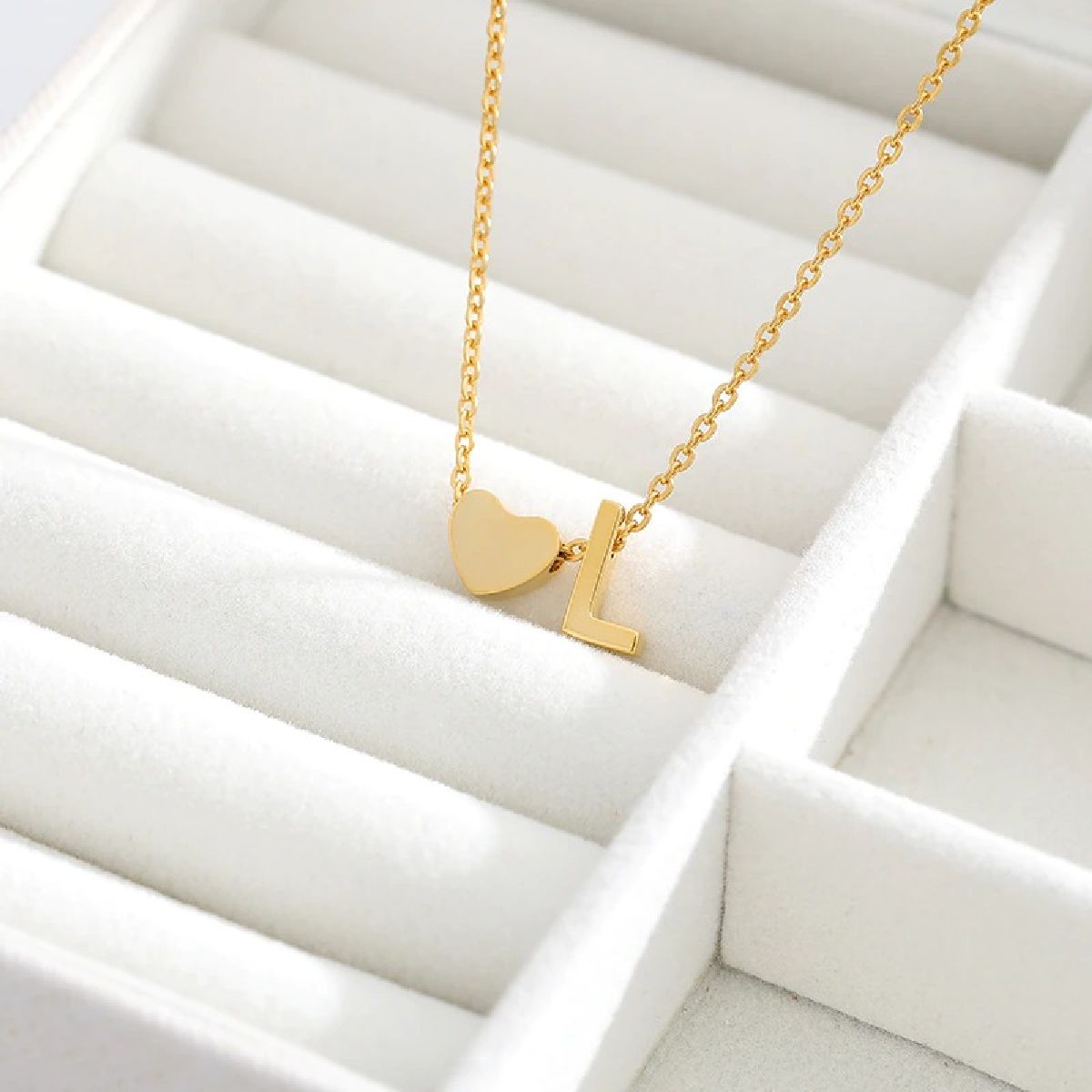 Initial Alphabet Gold Heart Letter A Necklace Pendant Chain Bulk