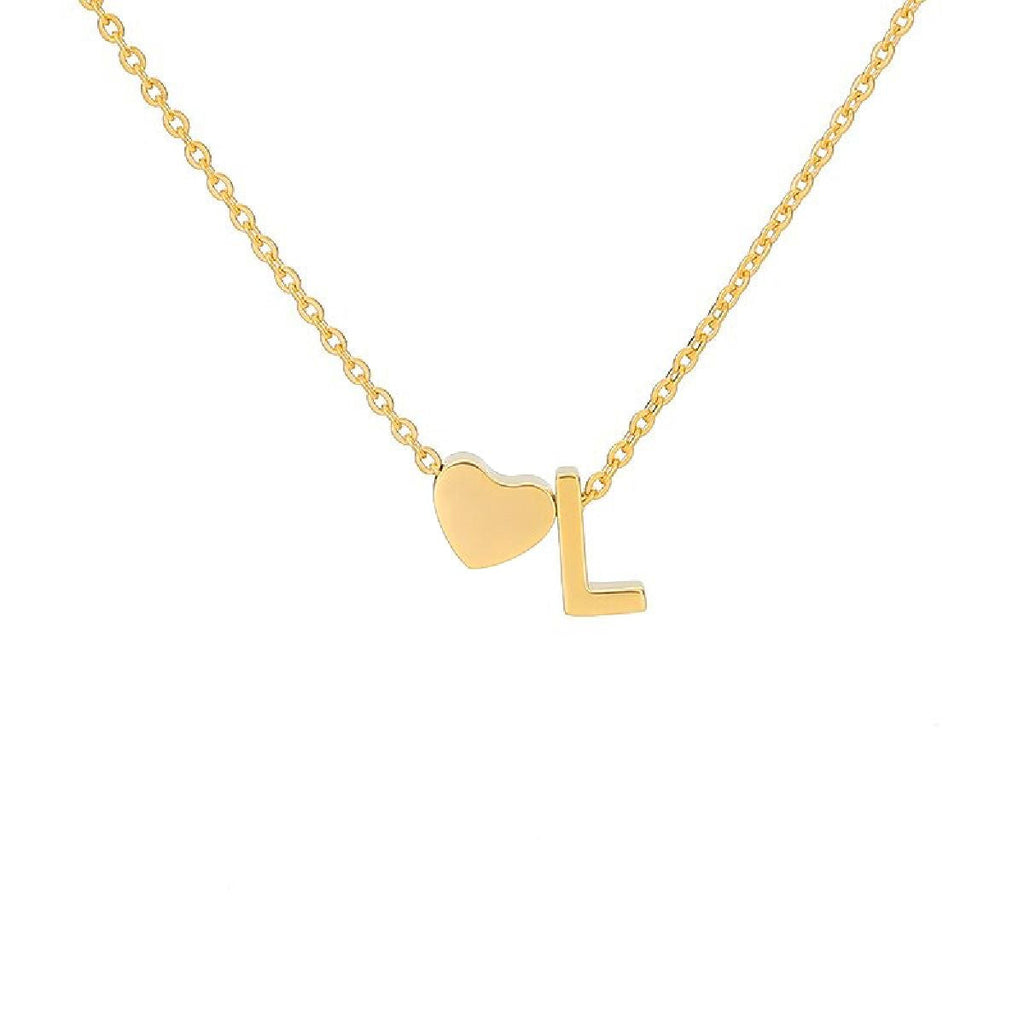 Initial Alphabet Gold Heart Letter A Necklace Pendant Chain Bulk