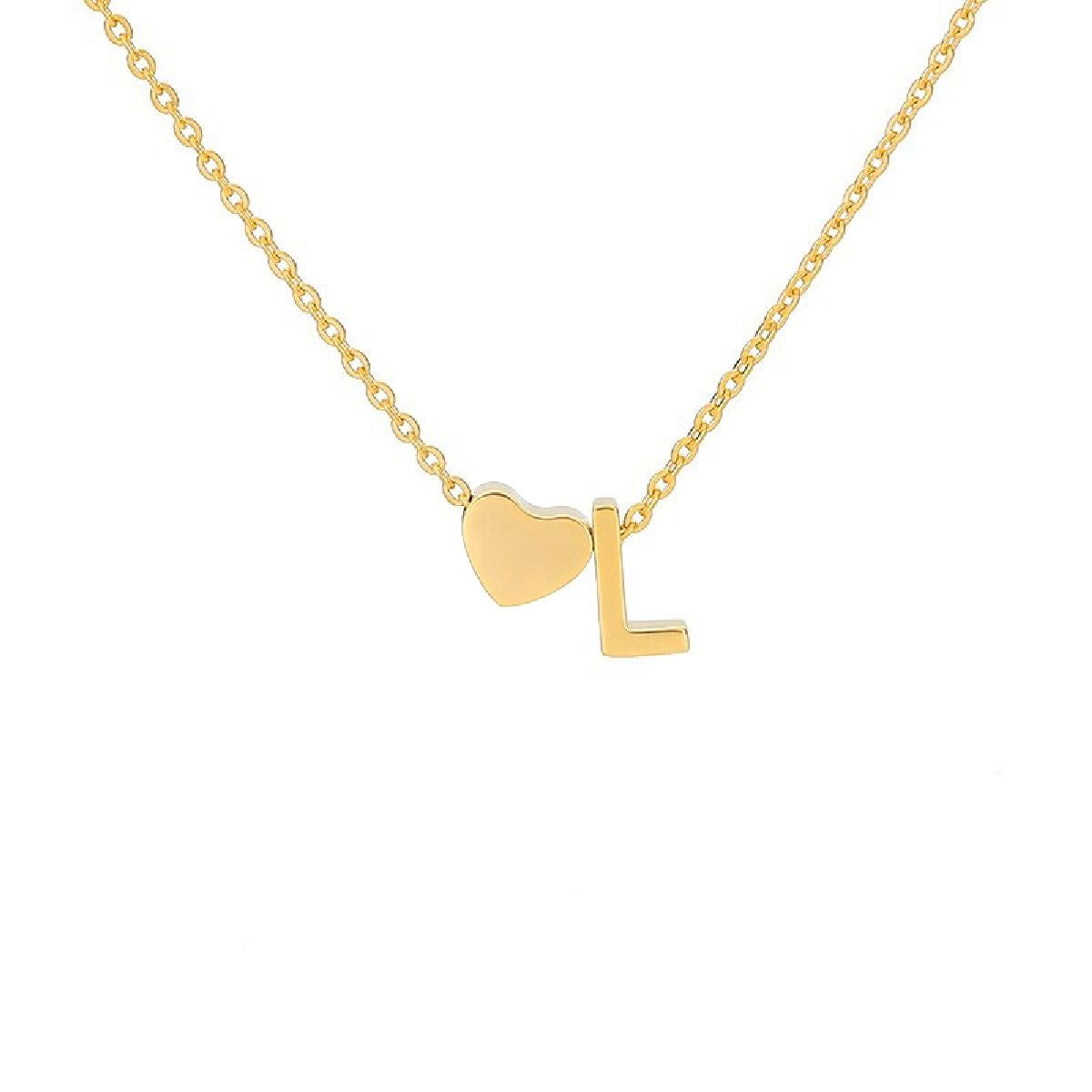 Initial Alphabet Gold Heart Letter A Necklace Pendant Chain Bulk