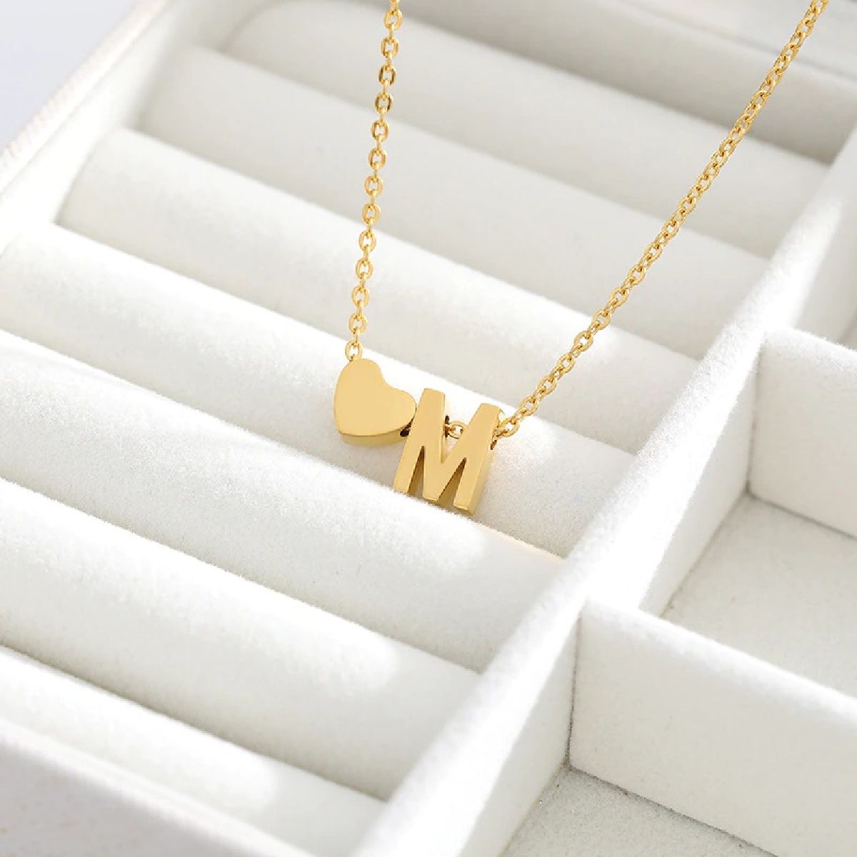Initial Alphabet Gold Heart Letter A Necklace Pendant Chain Bulk