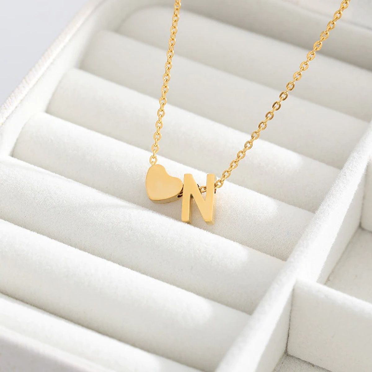 Initial Alphabet Gold Heart Letter A Necklace Pendant Chain Bulk