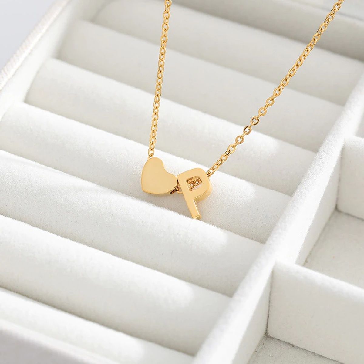 Initial Alphabet Gold Heart Letter A Necklace Pendant Chain Bulk