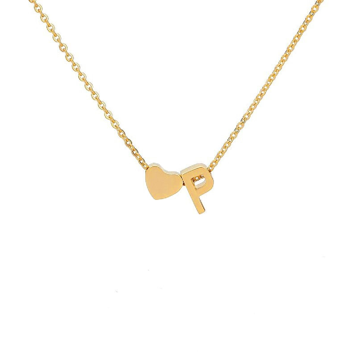 Initial Alphabet Gold Heart Letter A Necklace Pendant Chain Bulk