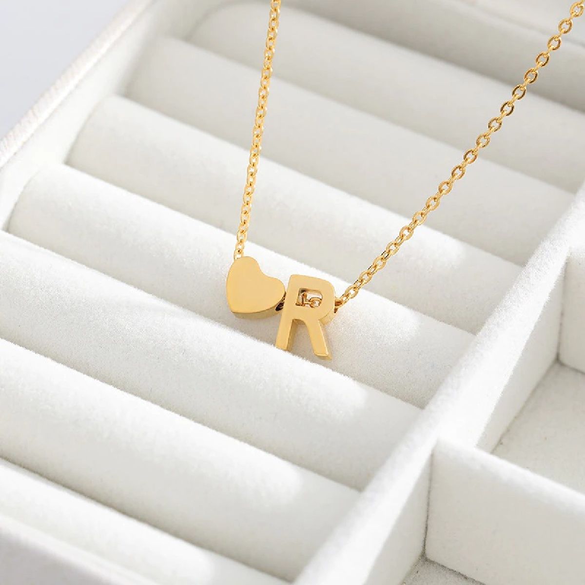 Initial Alphabet Gold Heart Letter A Necklace Pendant Chain Bulk