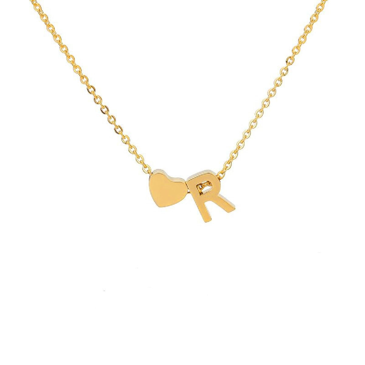 Initial Alphabet Gold Heart Letter A Necklace Pendant Chain Bulk