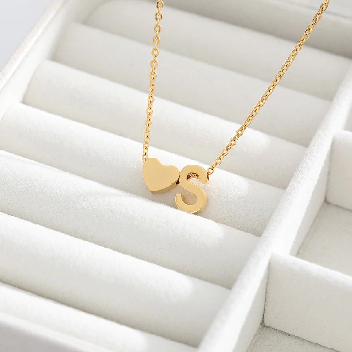 Initial Alphabet Gold Heart Letter A Necklace Pendant Chain Bulk