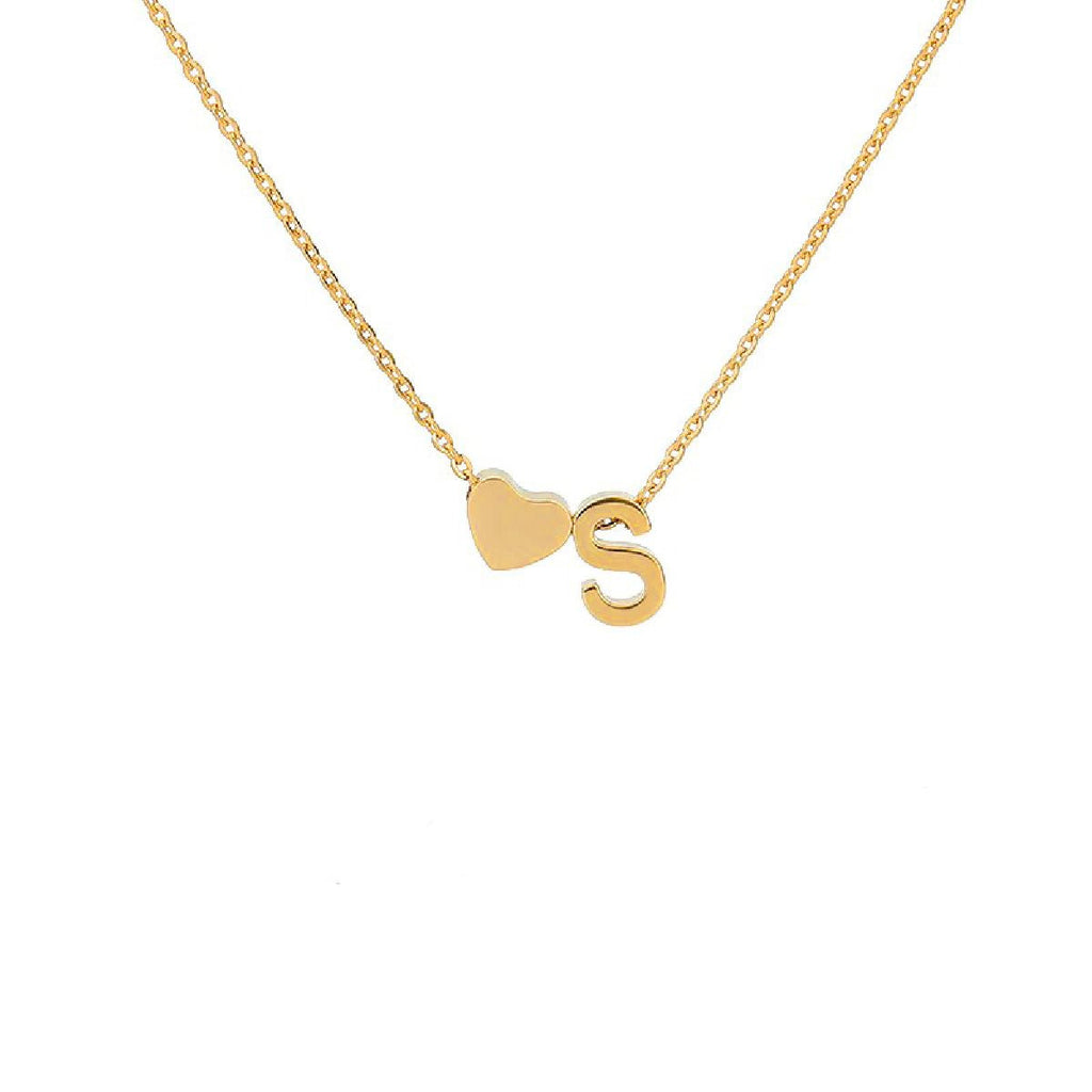 Initial Alphabet Gold Heart Letter A Necklace Pendant Chain Bulk