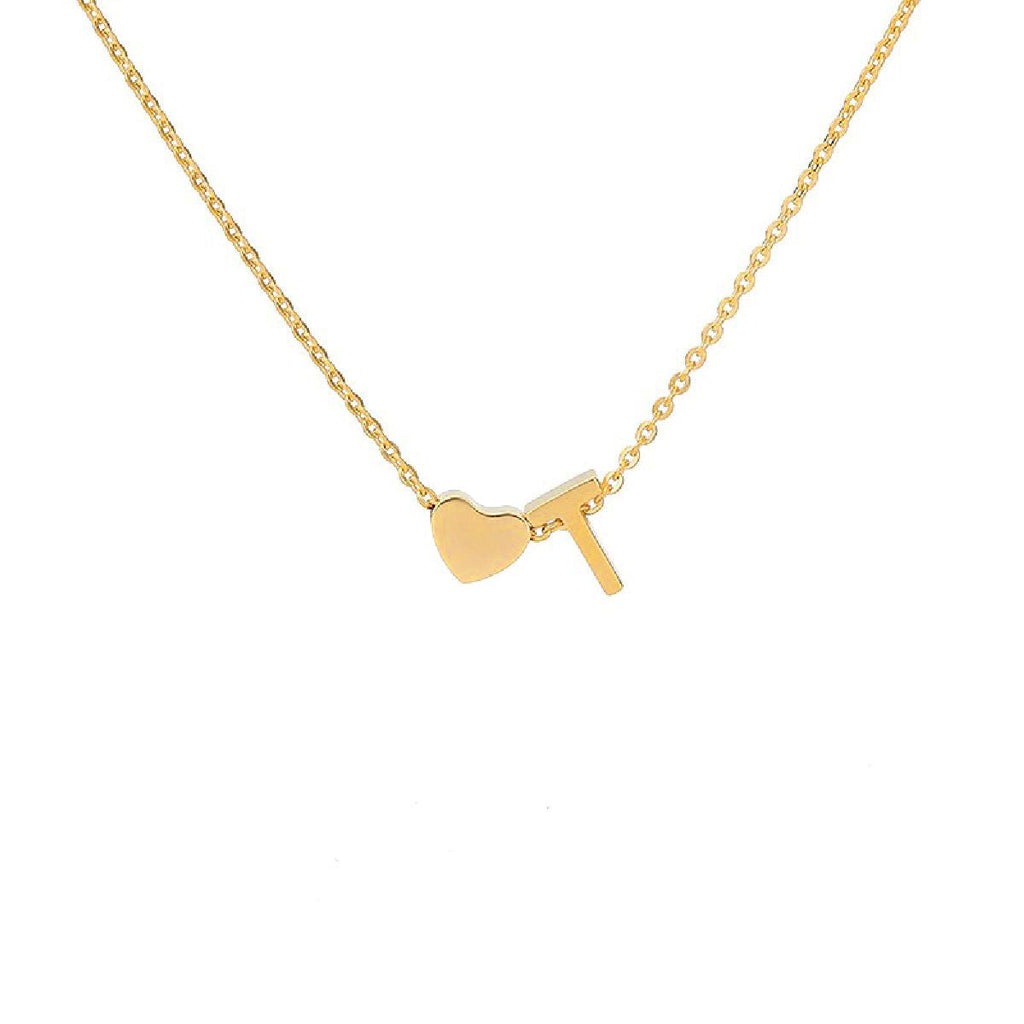 Initial Alphabet Gold Heart Letter A Necklace Pendant Chain Bulk