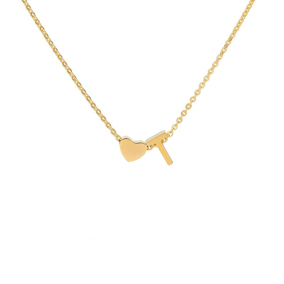Initial Alphabet Gold Heart Letter A Necklace Pendant Chain Bulk