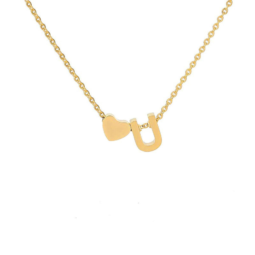 Initial Alphabet Gold Heart Letter A Necklace Pendant Chain Bulk
