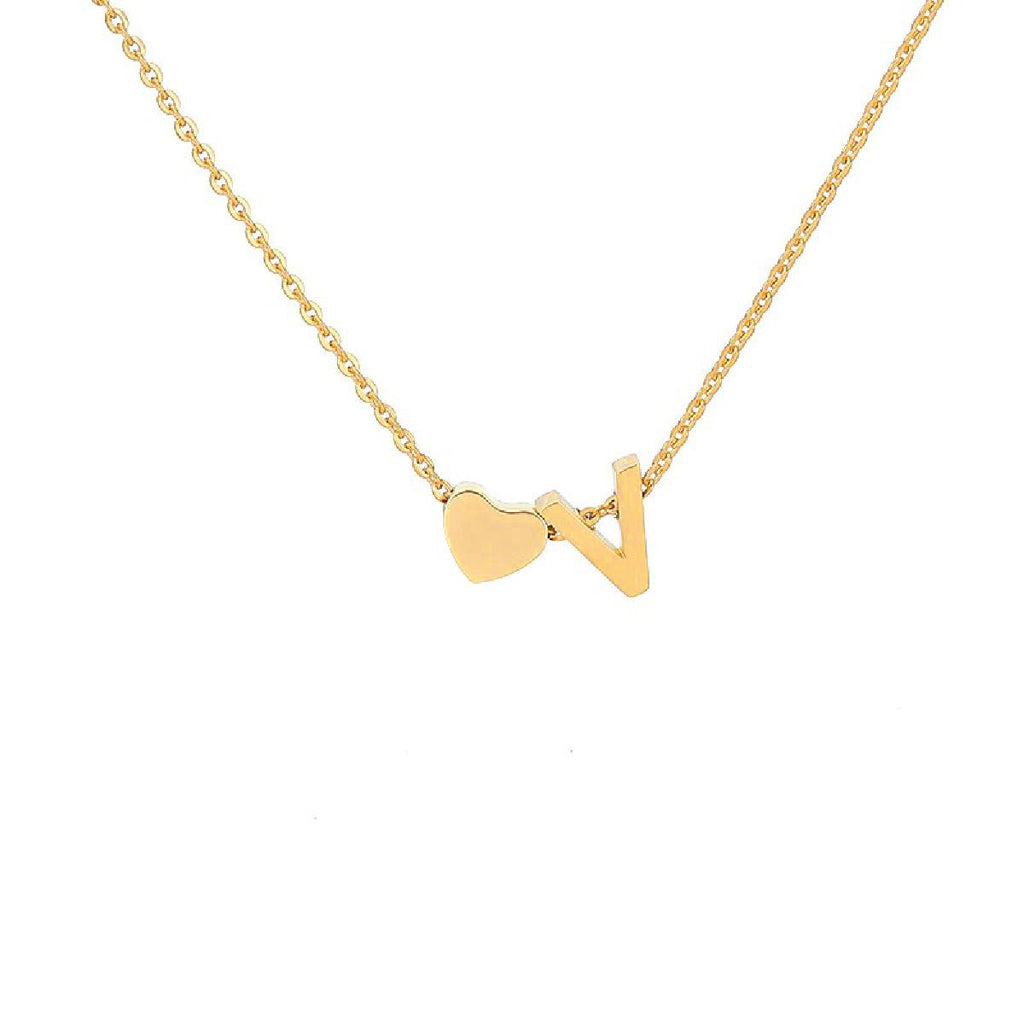 Initial Alphabet Gold Heart Letter A Necklace Pendant Chain Bulk