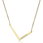 Sideways Alphabet Initial Large All Letter Personalised Customized Engraved Gold Stainless Steel Pendant Necklace