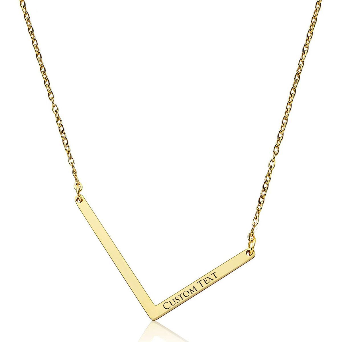 Sideways Alphabet Initial Large All Letter Personalised Customized Engraved Gold Stainless Steel Pendant Necklace