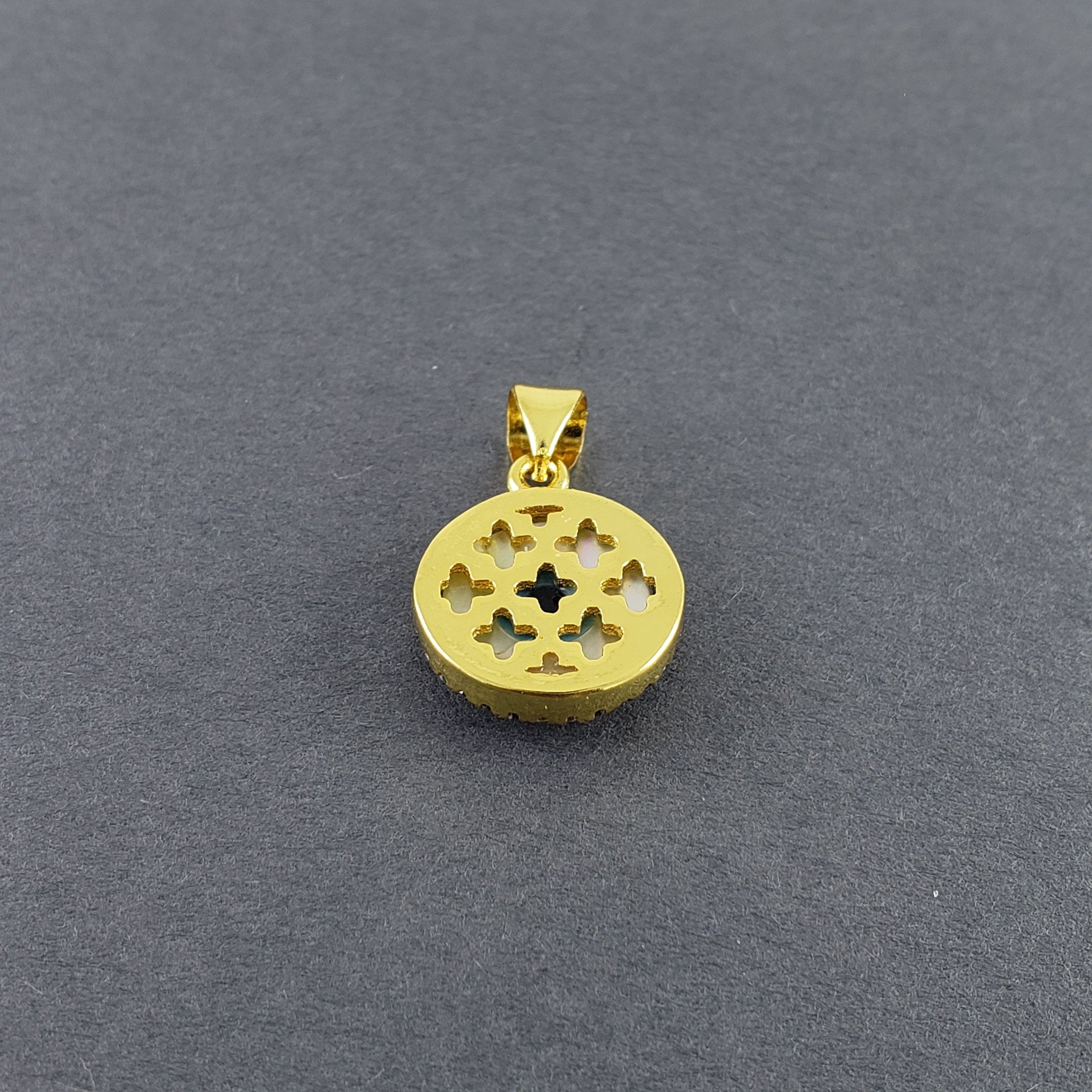 Evil Eye Mother Of Pearl Zirconia Gold Pendant Charm Bulk