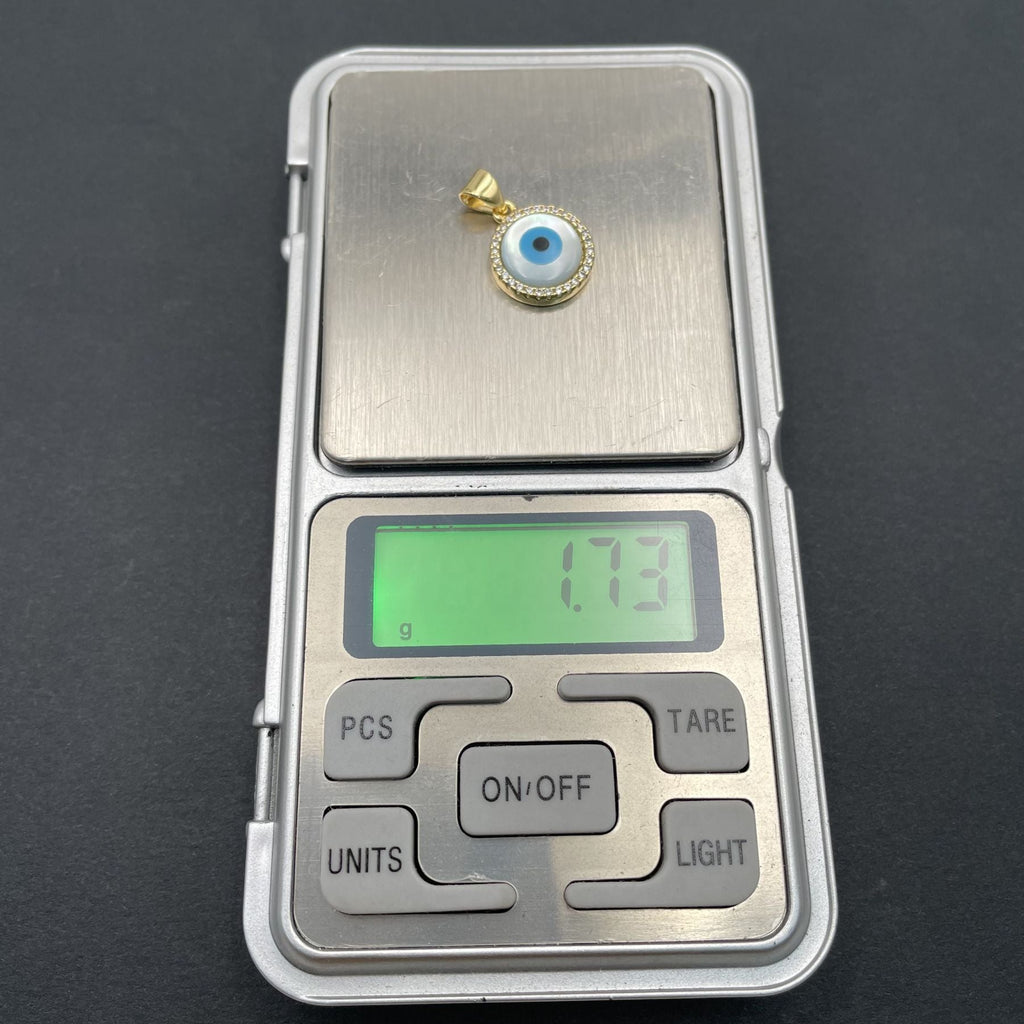 Evil Eye Mother Of Pearl Zirconia Gold Pendant Charm Bulk