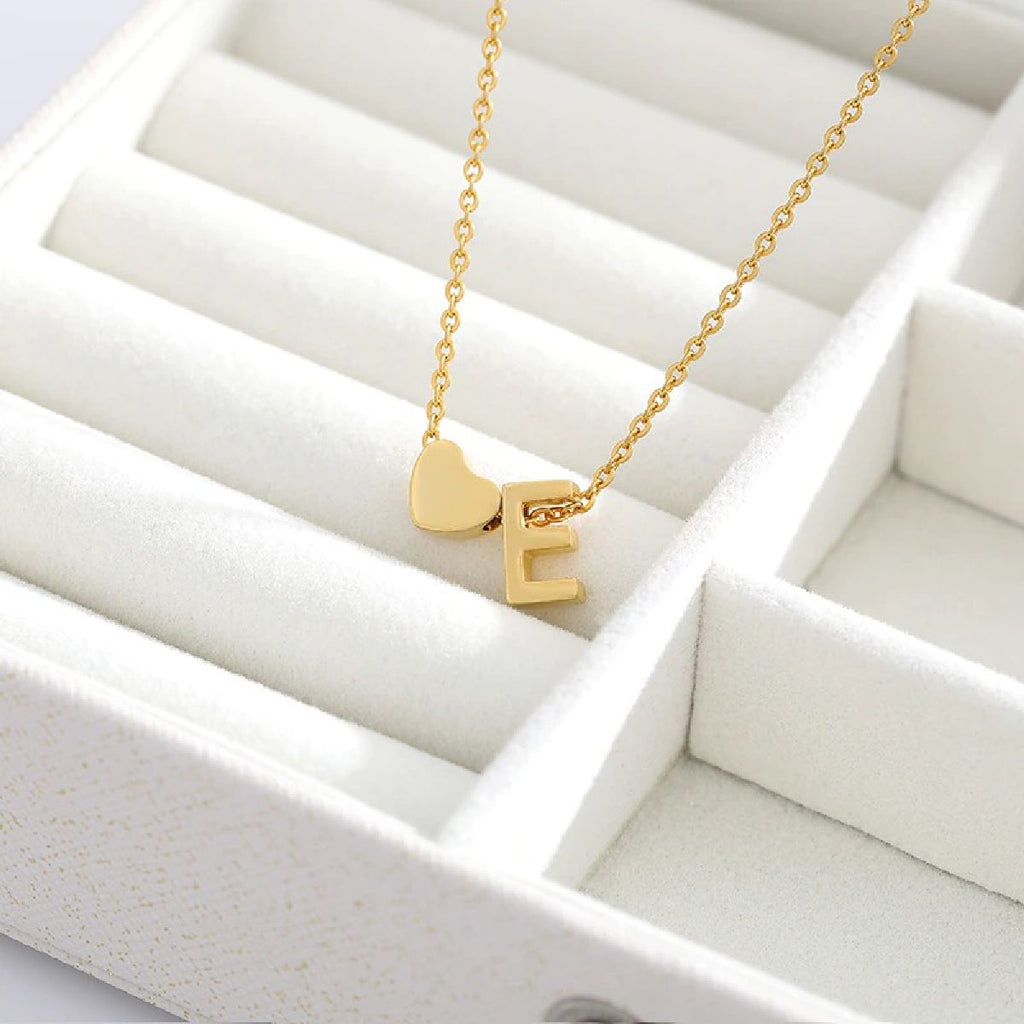 Initial Alphabet Gold Heart Letter A Necklace Pendant Chain Bulk