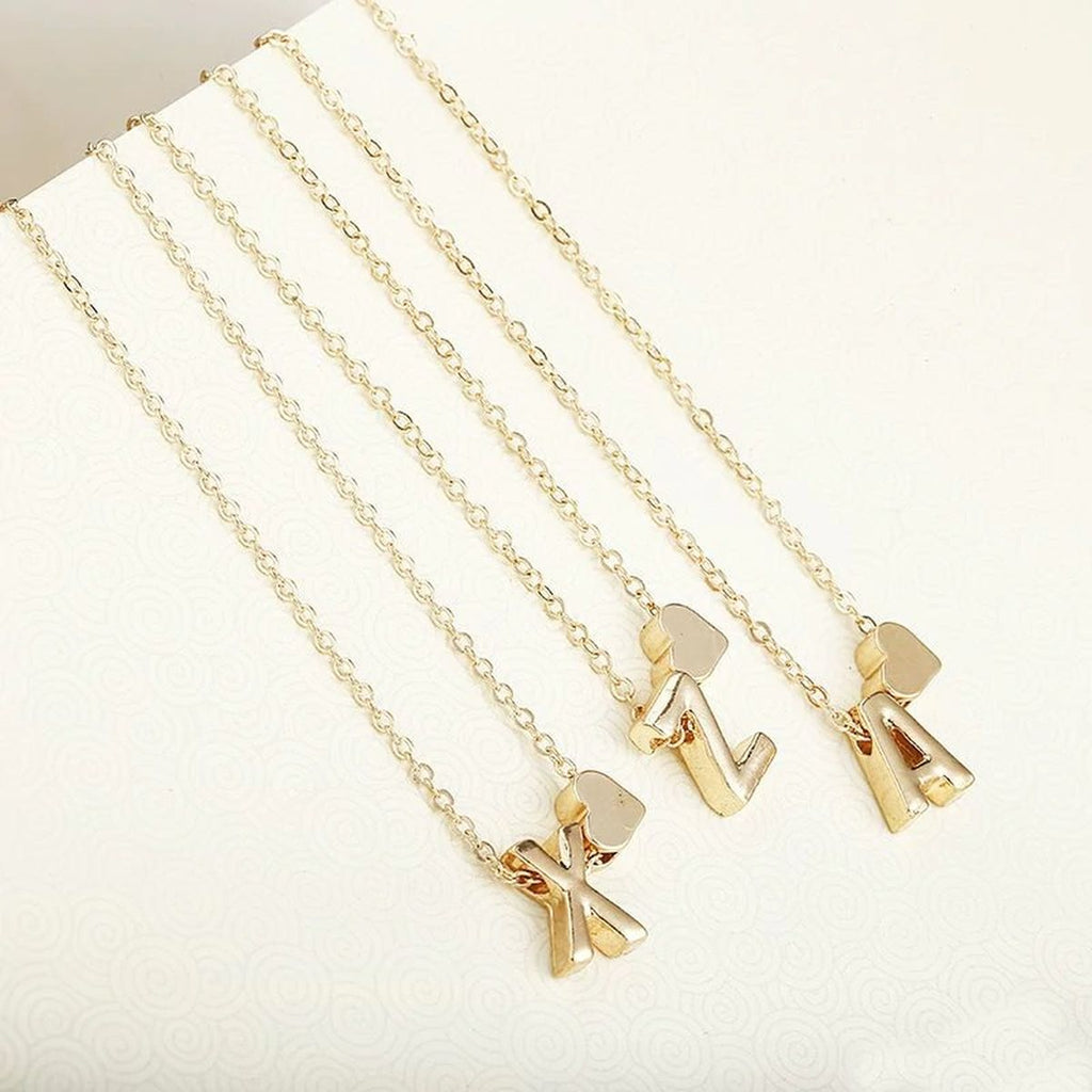 Initial Alphabet Gold Heart Letter A Necklace Pendant Chain Bulk