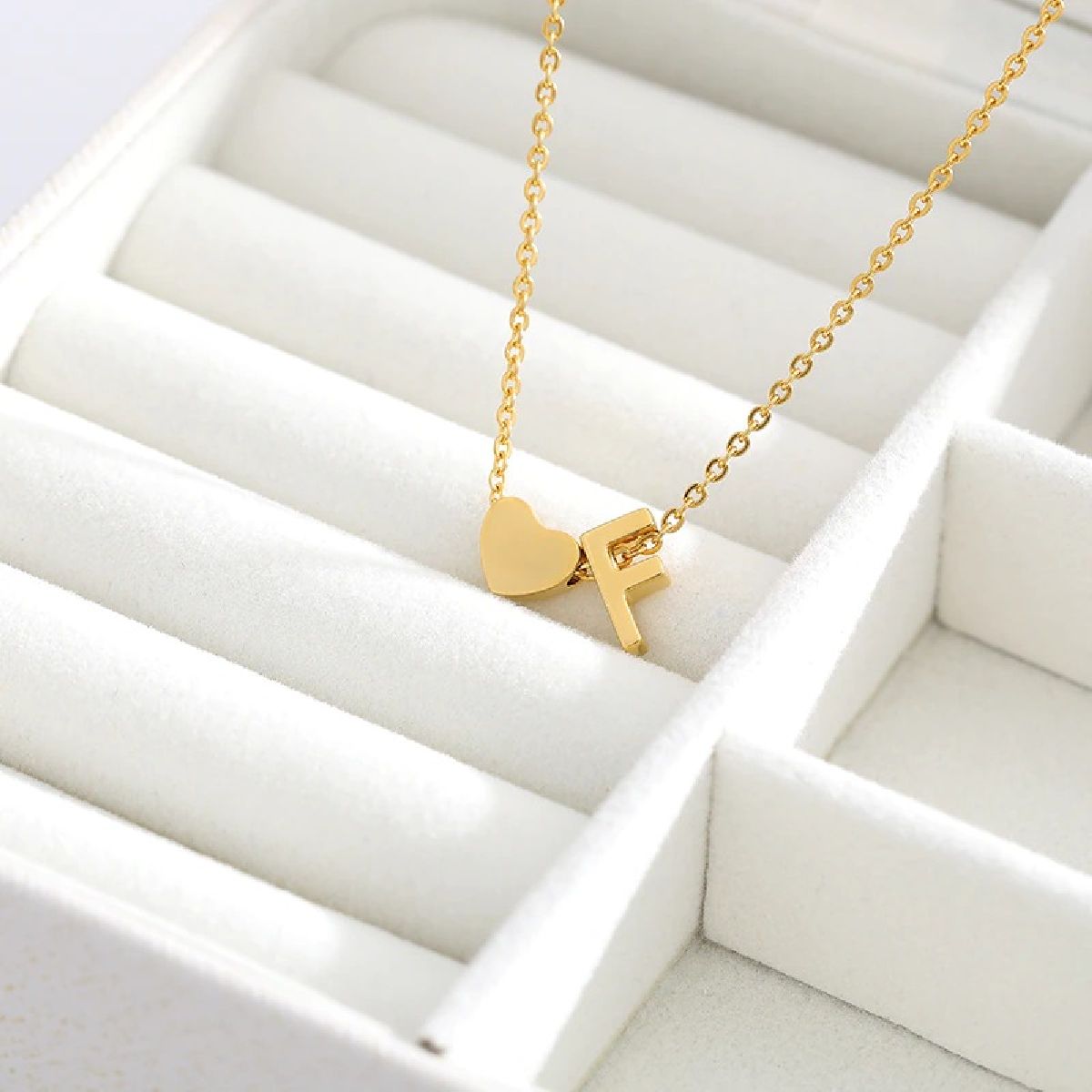 Initial Alphabet Gold Heart Letter A Necklace Pendant Chain Bulk