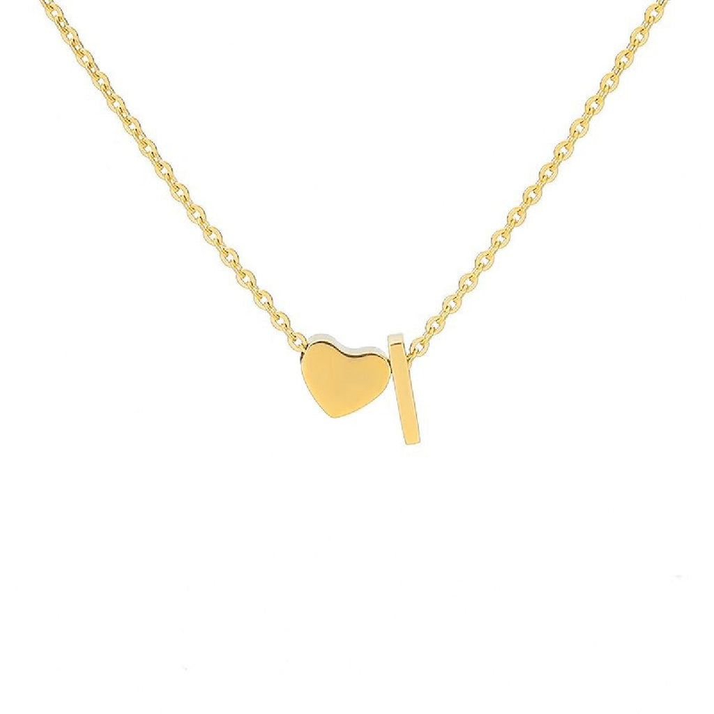 Initial Alphabet Gold Heart Letter A Necklace Pendant Chain Bulk