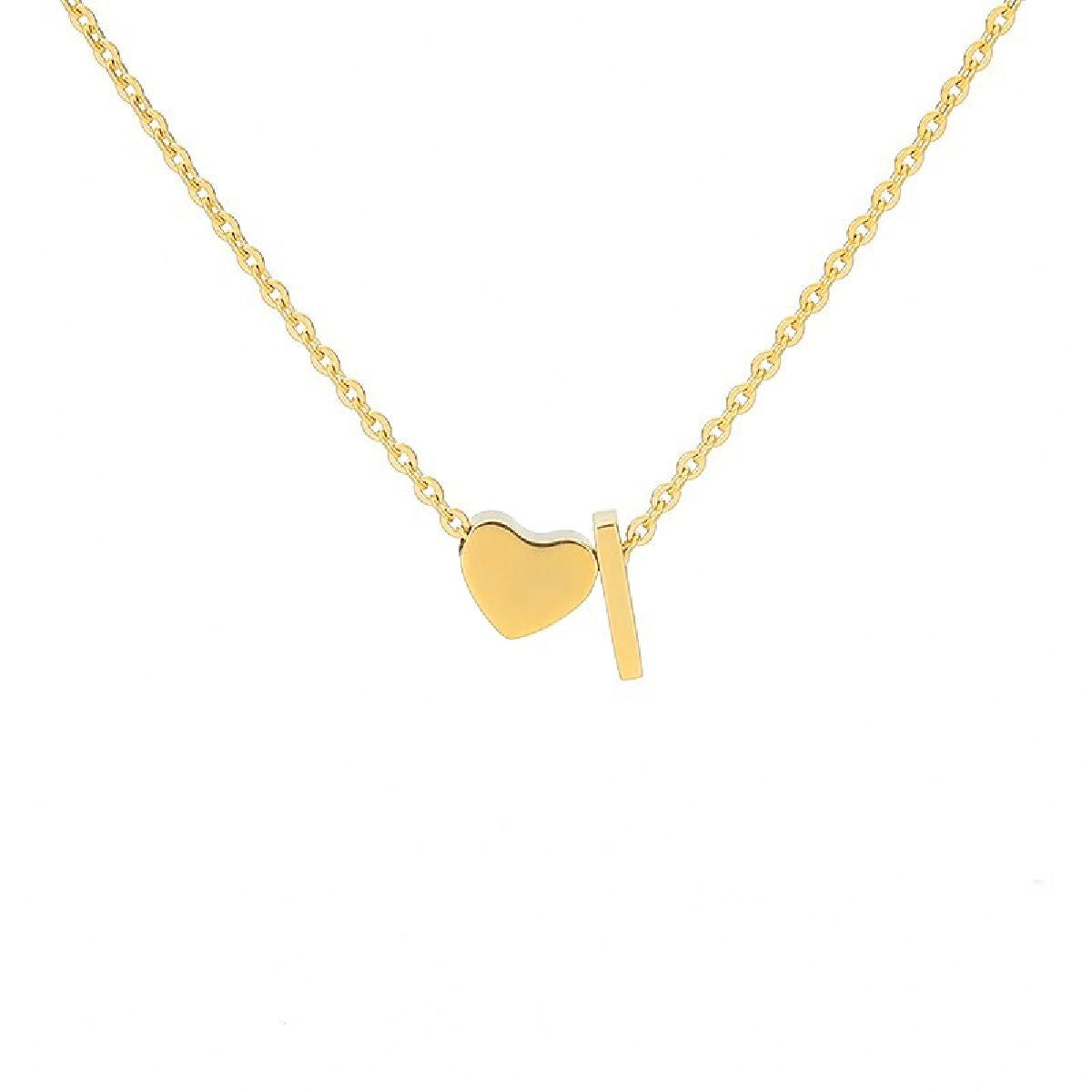 Initial Alphabet Gold Heart Letter A Necklace Pendant Chain Bulk