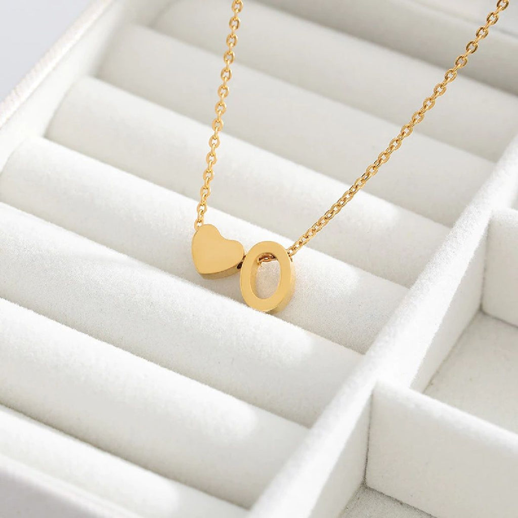 Initial Alphabet Gold Heart Letter A Necklace Pendant Chain Bulk