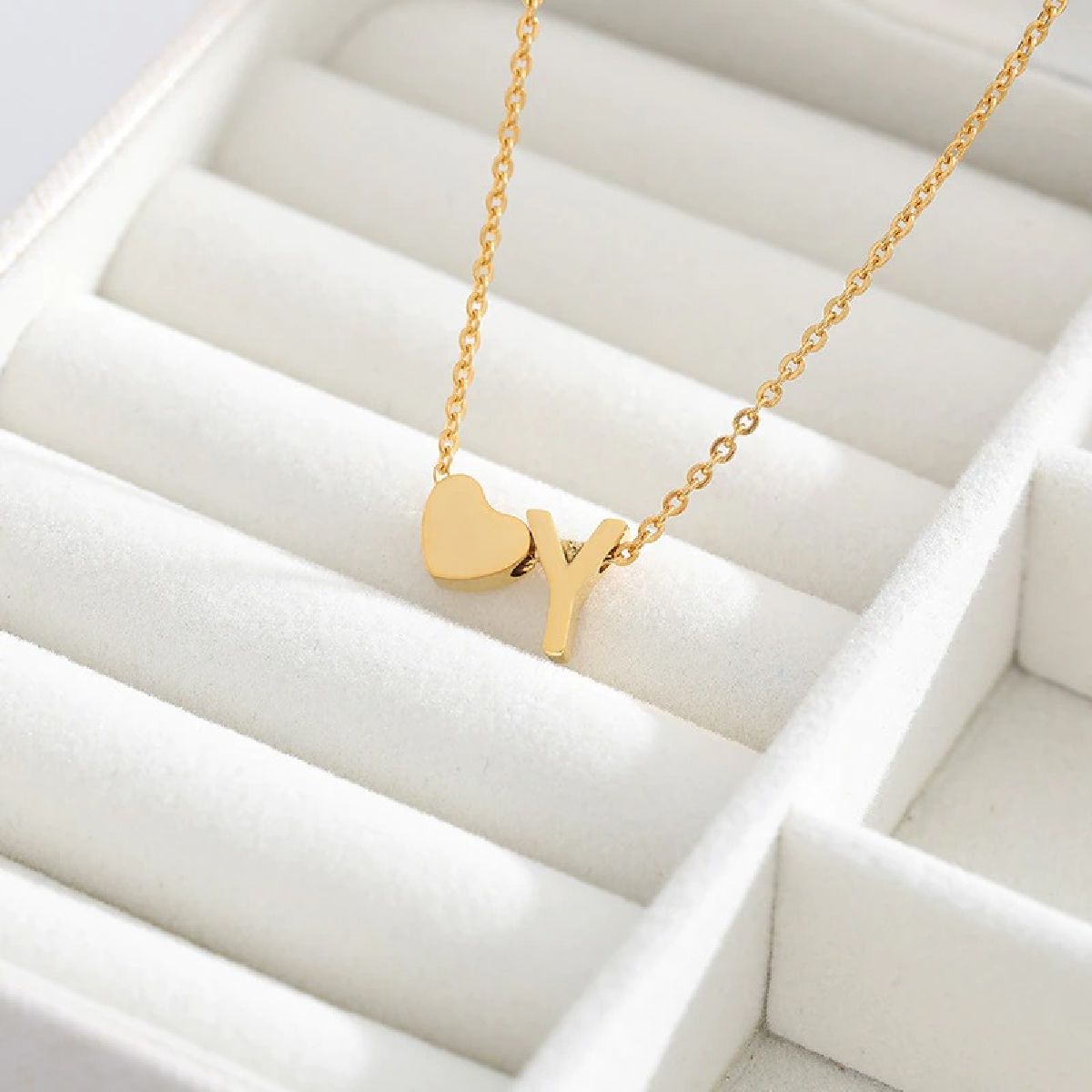 Initial Alphabet Gold Heart Letter A Necklace Pendant Chain Bulk