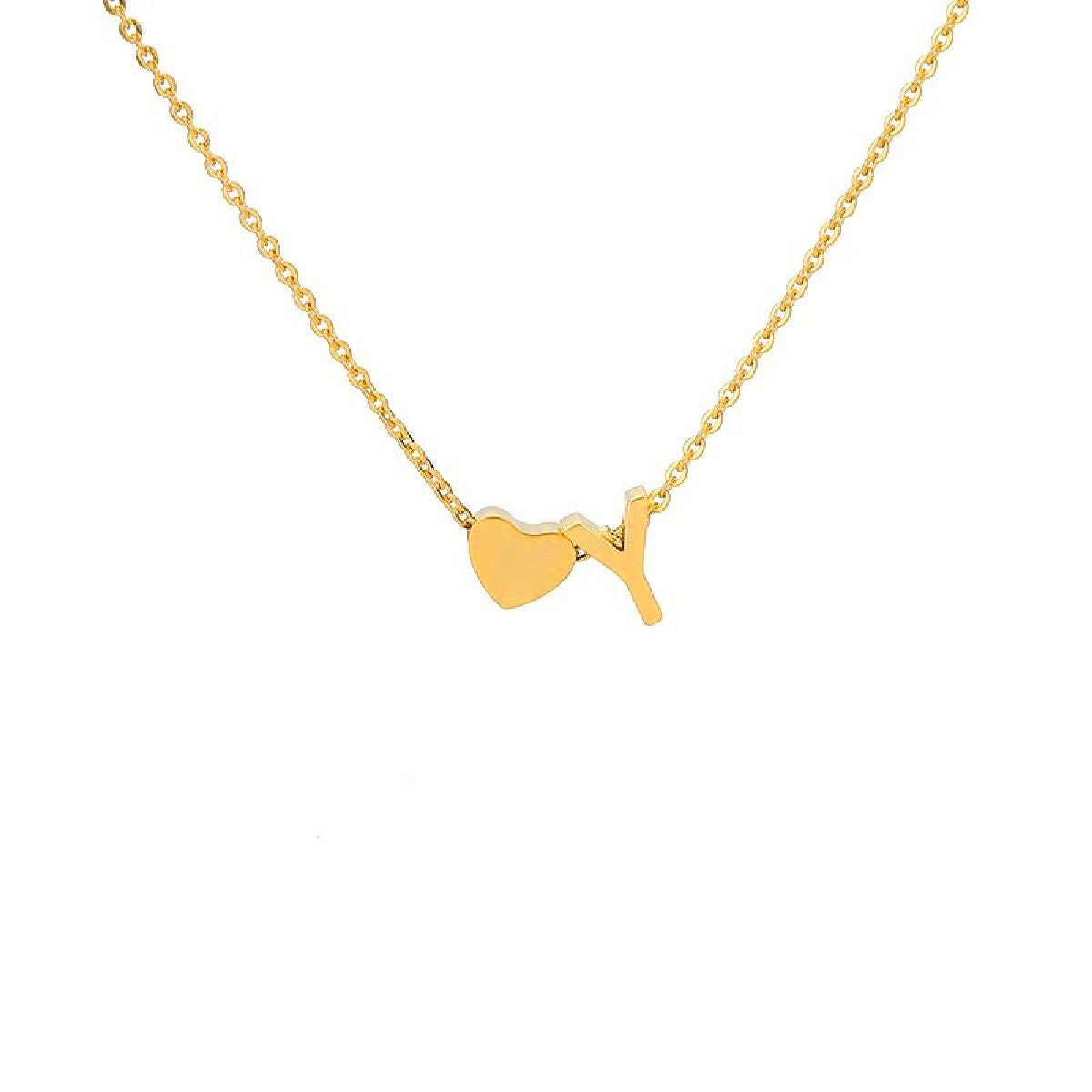 Initial Alphabet Gold Heart Letter A Necklace Pendant Chain Bulk